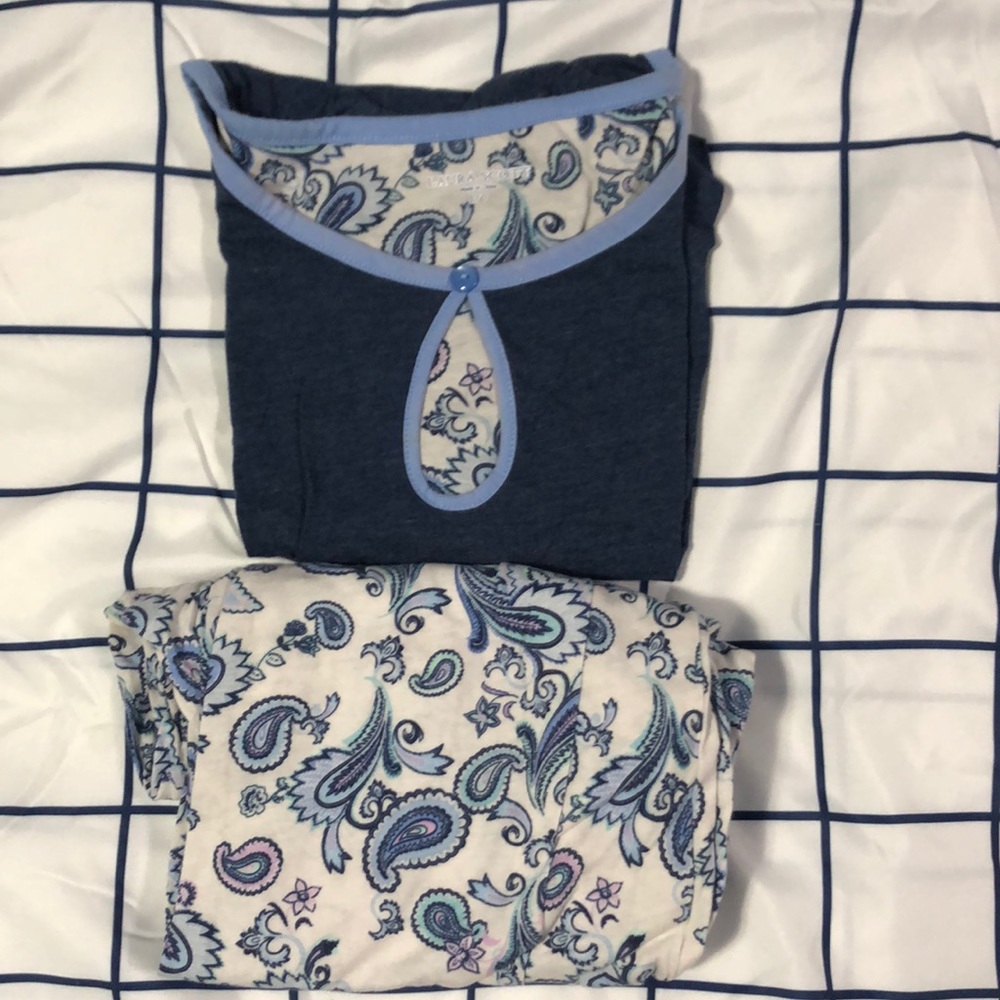 Blue & White Paisley Pajamas